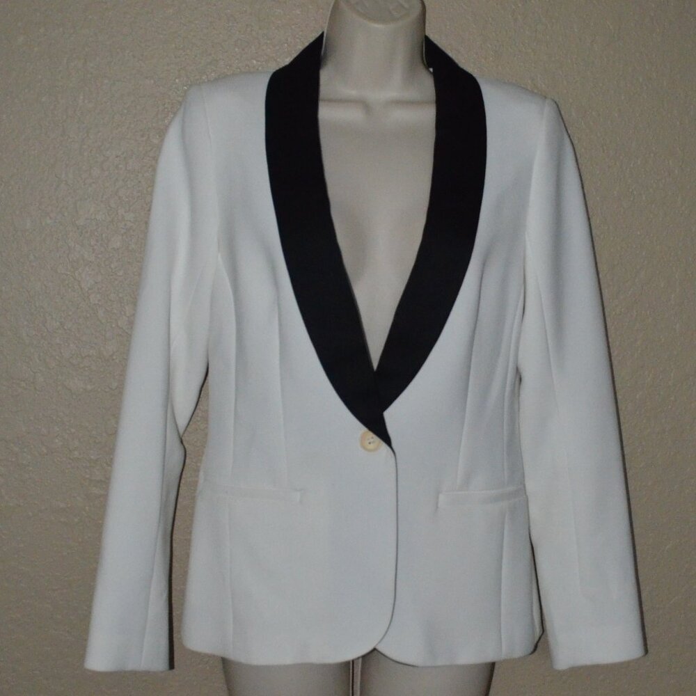 Sz 2 Trina Turk White Black Lapel Blazer